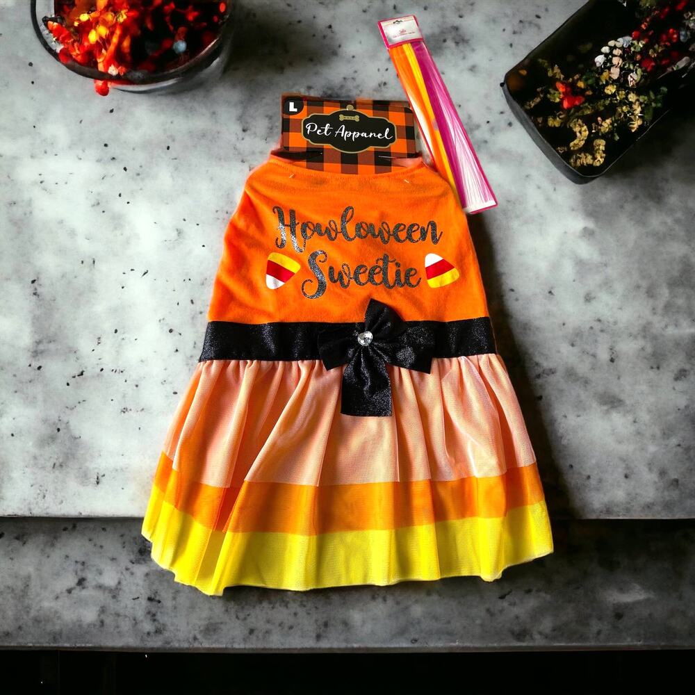 Dog Halloween‎ Costume Dress w/Hair Clip  L  *NWT